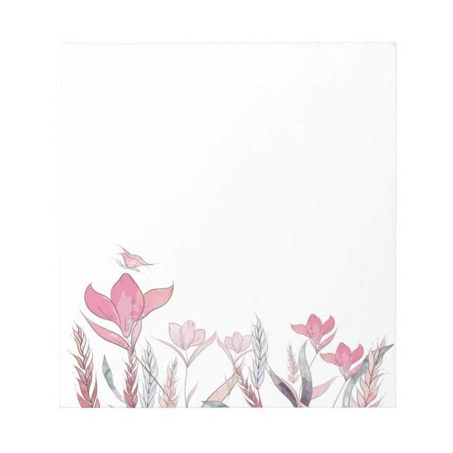 Watercolor Flowers Notepad | Floral Stationery  (Front)