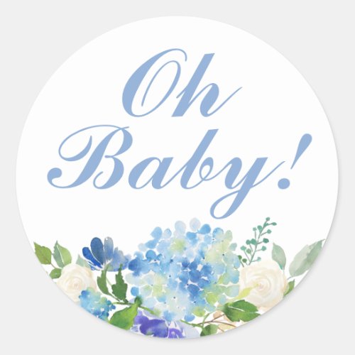 Watercolor Flowers Oh Baby Shower Stickers