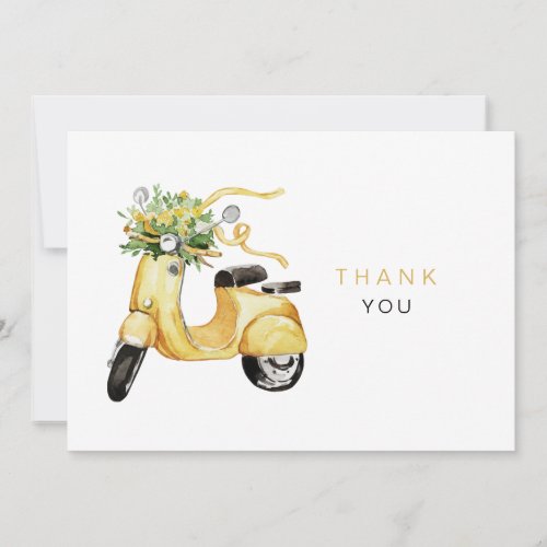 Watercolor Flowers on a Scooter Custom Thank You
