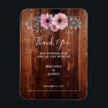 Watercolor flowers on barn wood Thank You wedding  Magnet<br><div class="desc">Rustic watercolor flowers wood Wedding Thank You magnetic card.
These wedding thank you stickers are the perfect way to say "thank you" to your wedding guests. 
Add your names and wedding date and you can change the "Thank you" text.</div>