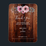 Watercolor flowers on barn wood Thank You wedding  Magnet<br><div class="desc">Rustic watercolor flowers wood Wedding Thank You magnetic card.
These wedding thank you stickers are the perfect way to say "thank you" to your wedding guests. 
Add your names and wedding date and you can change the "Thank you" text.</div>