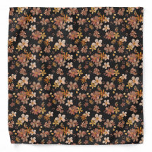 Watercolor flowers on black floral pocket square