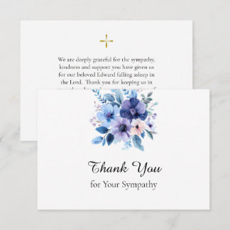 Watercolor Flowers Orthodox Christian Funeral      Thank You Card