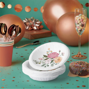 Watercolor flowers  paper bowls