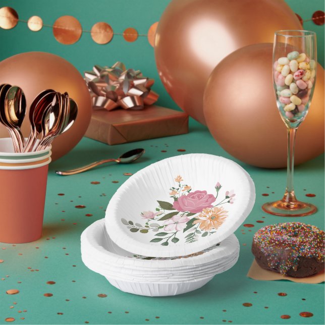 Watercolor flowers  paper bowls (Multi)