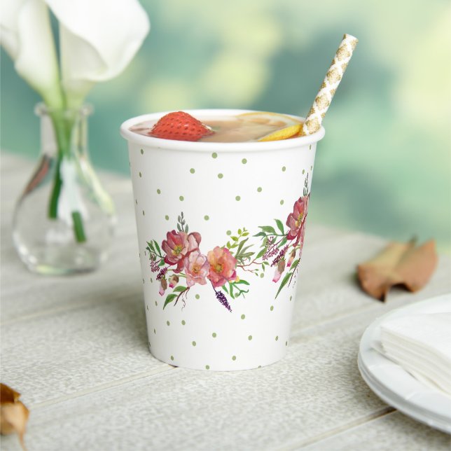 Watercolor Flowers Paper Cups (Insitu)