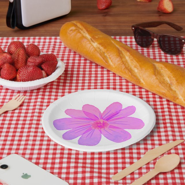 Watercolor flowers  paper plates (Picnic)