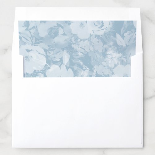 Watercolor Flowers Pastel Blue Wedding Envelope Liner