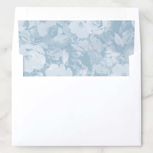 Watercolor Flowers Pastel Blue Wedding Envelope Liner (In Envelope)