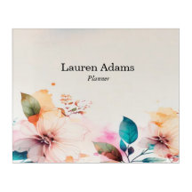 Watercolor flowers pastel colors custom name