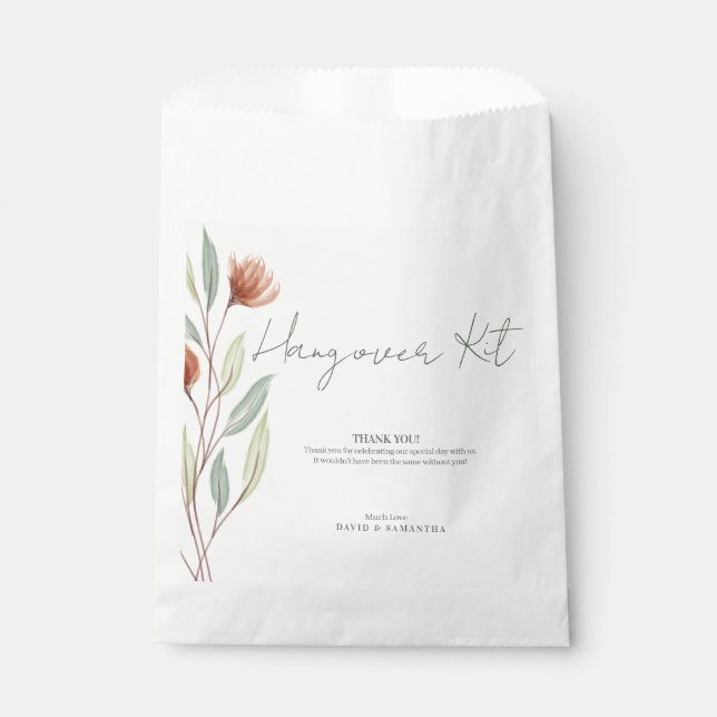 Watercolor Flowers Pastel Green Favor Bag (Front)