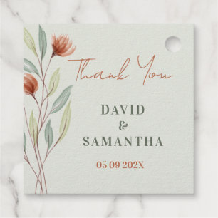 Watercolor Flowers Pastel Green Foil Favor Tags