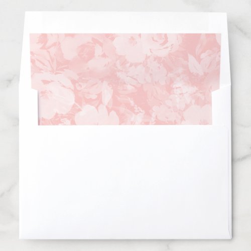 Watercolor Flowers Pastel Pink Wedding Envelope Liner