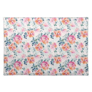Watercolor Flowers Pattern Elegant Floral Cloth Placemat