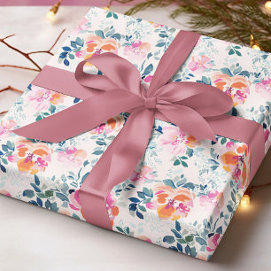Watercolor Flowers Pattern Elegant Floral Wrapping Paper
