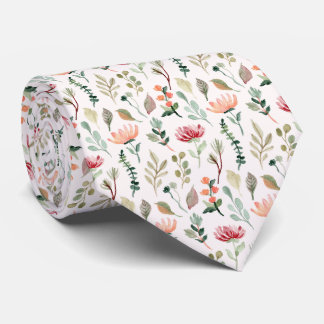 Watercolor Flowers Pattern Neck Tie