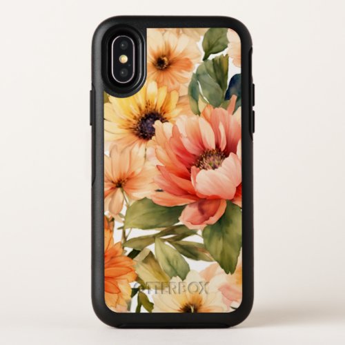 watercolor flowers pattern OtterBox symmetry iPhone x case