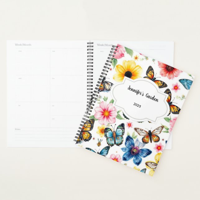 Watercolor flowers pattern personal garden planner (Display)