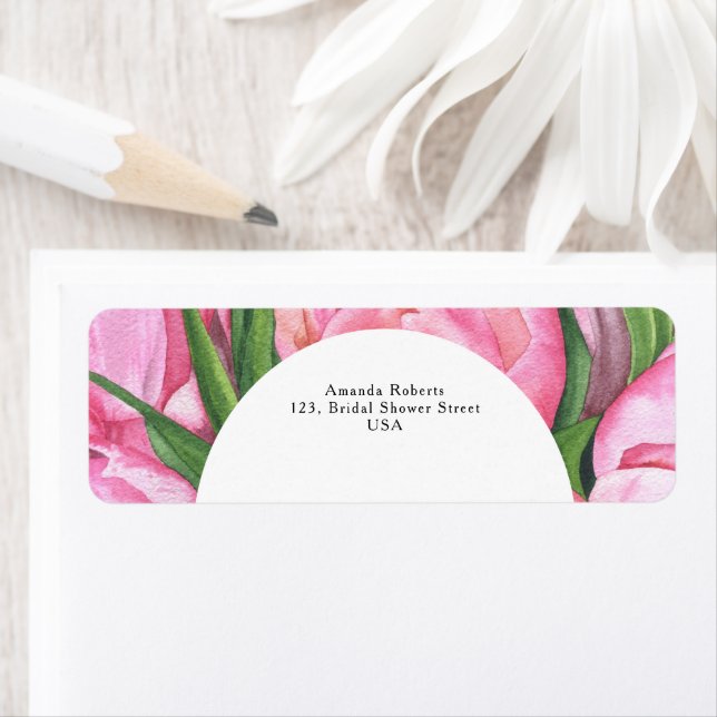 Watercolor flowers peony label (Insitu)