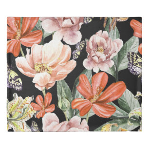 Watercolor Flowers: Peony Rose Lily Duvet Cover