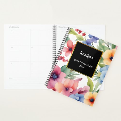 Watercolor flowers personal elegant  planner