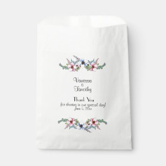 Watercolor Flowers Personal Wedding Favor Bag