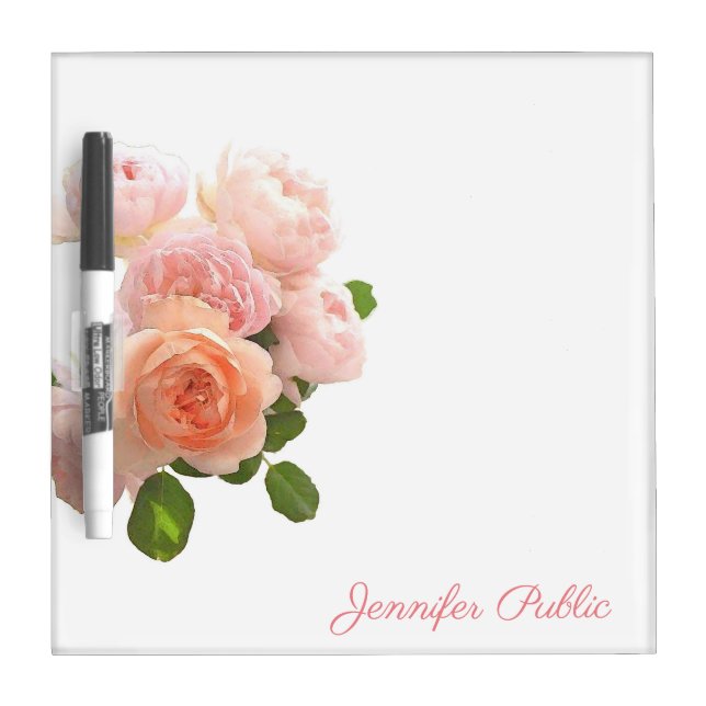 Watercolor Flowers Personalized Template Elegant Dry Erase Board (Front)