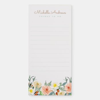 Watercolor Flowers Personalized To Do List Magnetic Notepad by BluePlanet at Zazzle