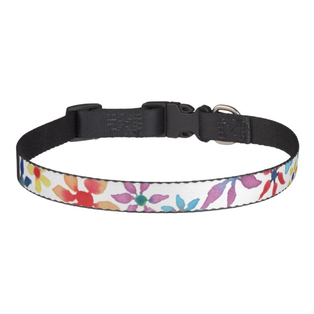 Watercolor Flowers Pet Collar (Front)