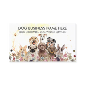 Watercolor Flowers Pet Sitter Walker dogs Business Card