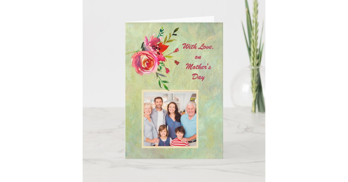 Watercolor Flowers PHOTO Elegant Mother's Day Card | Zazzle