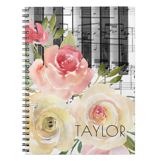 watercolor flowers piano notebook (Front)