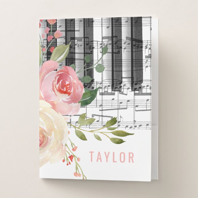 watercolor flowers piano pocket folder (Front)