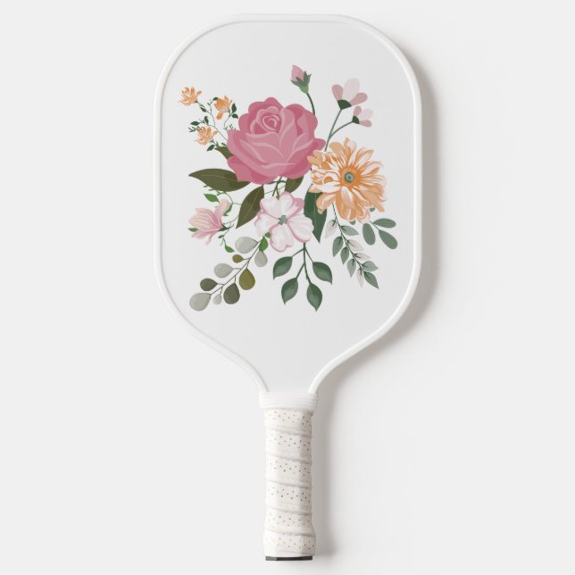 Watercolor flowers pickleball paddle (Front)