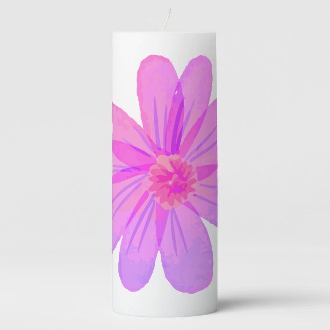 Watercolor flowers  pillar candle (Front)