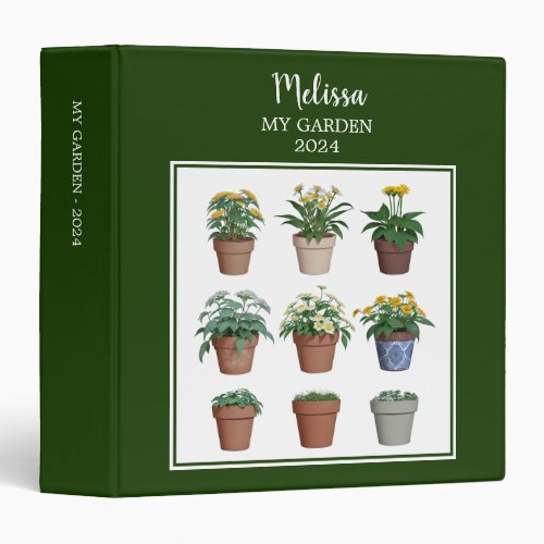 Watercolor flowers plants plant garden lover 3 ring binder