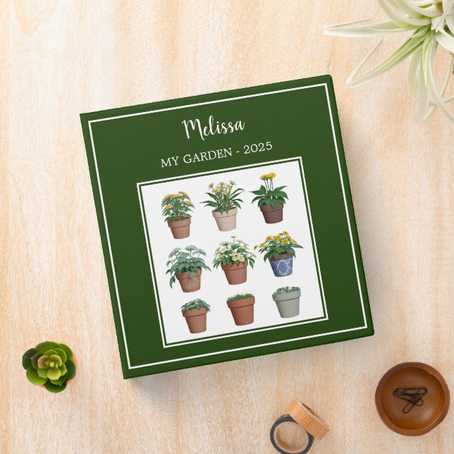 Watercolor flowers, plants plant garden lover 3 ring binder (In Situ)