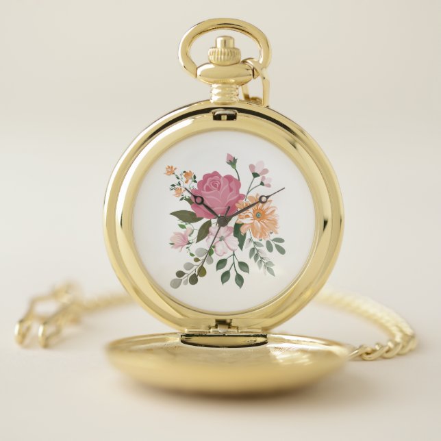 Watercolor flowers  pocket watch (Inside)