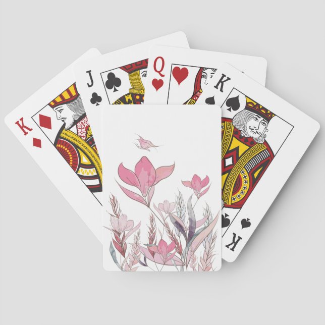 Watercolor flowers poker cards (Back)