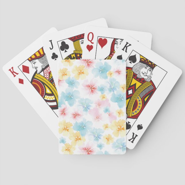 Watercolor Flowers Poker Cards (Back)