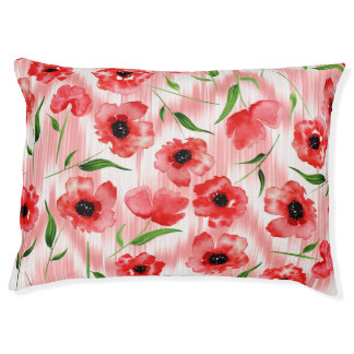 Watercolor flowers: poppy peony ikat. pet bed