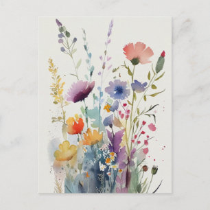 Watercolor Flowers Postcard