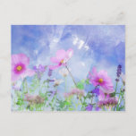 Watercolor flowers postcard