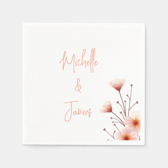 Watercolor Flowers Professional Trendy Napkins (Front)