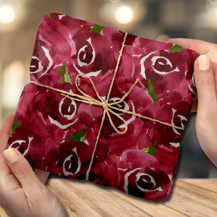 Watercolor Flowers Purple Claret Tissue Paper
