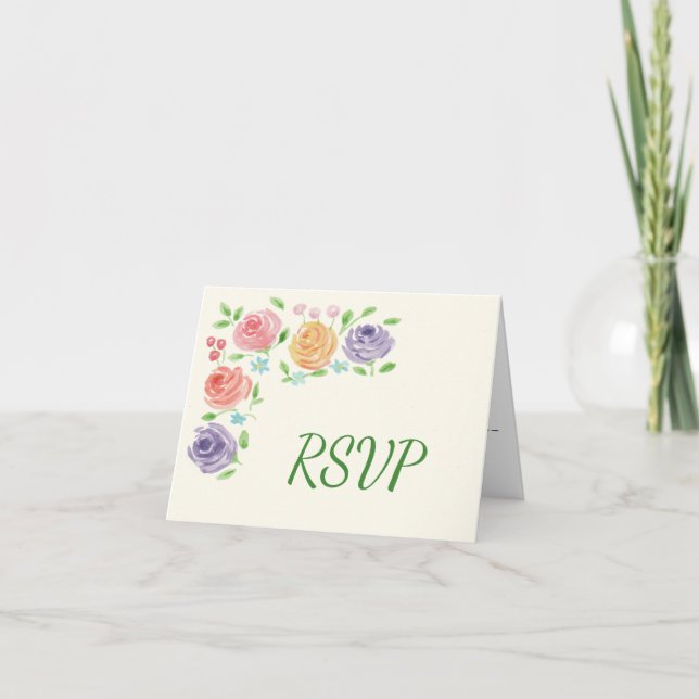 Watercolor Flowers Reception RSVP Invitation (Front)