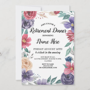 Watercolor Flowers Retirement Party Retired Invite