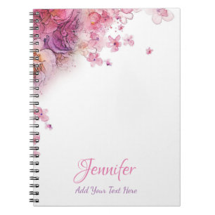 Watercolor Flowers Roses Elegant Modern Template Notebook