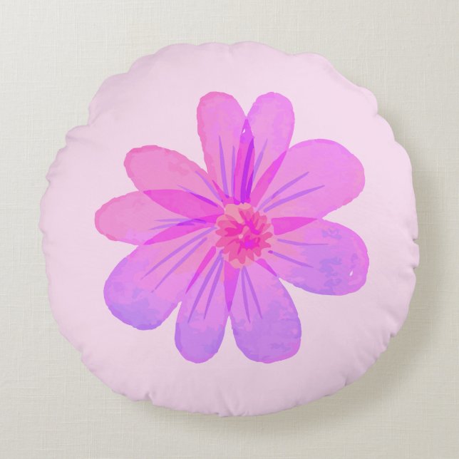 Watercolor flowers  round pillow (Front)