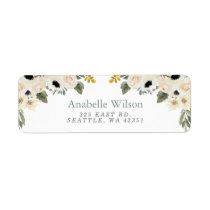 Watercolor Flowers Sage Ivory Floral Label